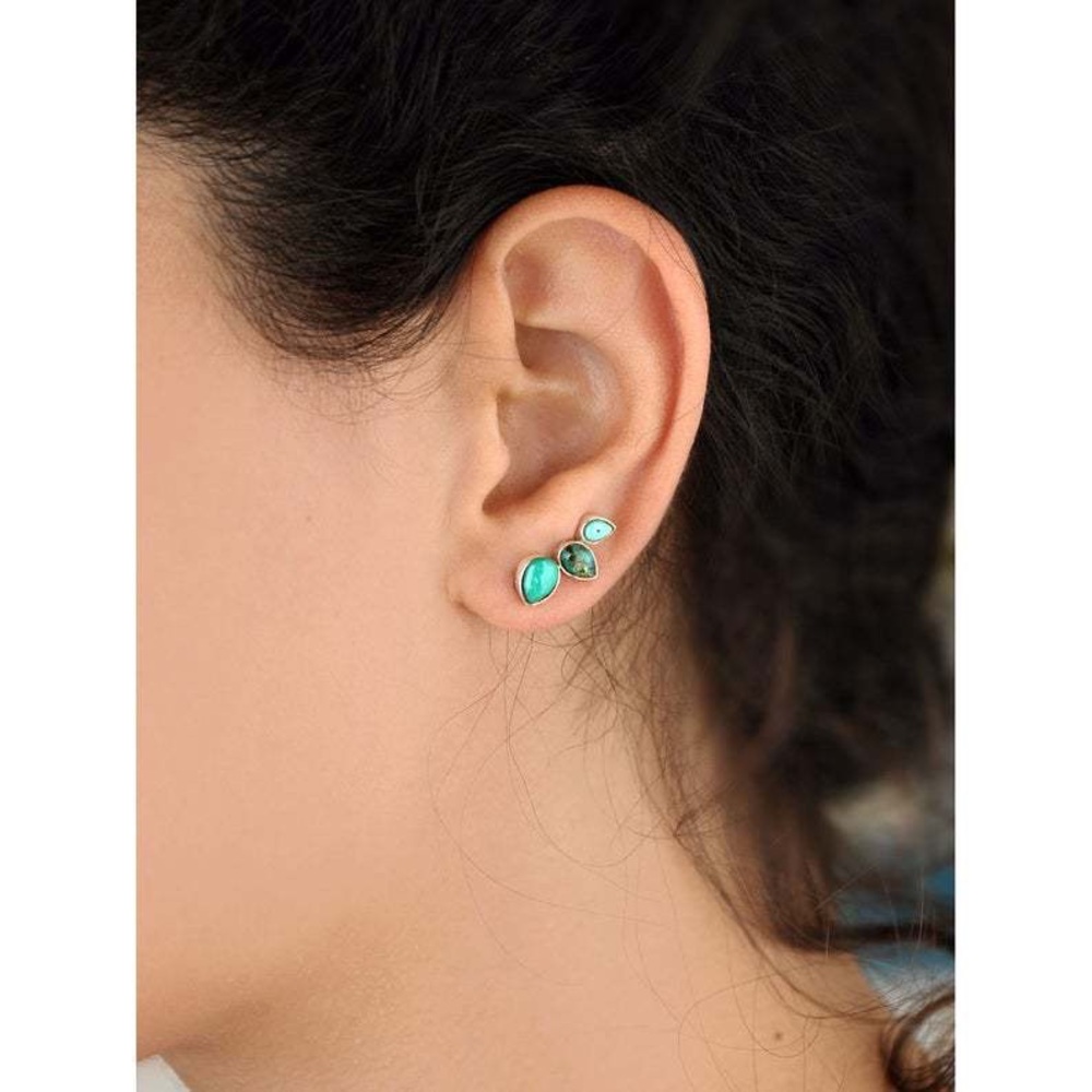 Boho Faux Turquoise Crawler Earrings.